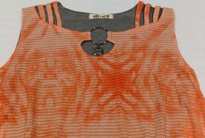 Orange &amp; Grey Sheer Layered Top