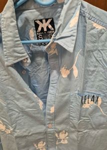 Light Blue Floral Print Casual Shirt