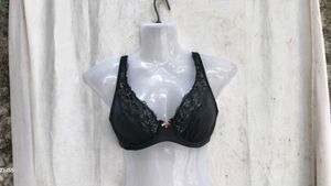 I. Lace Trimmed Black Bra