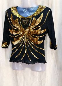 181212. Sequin Embellished Party Top