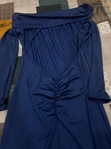 Blue Long fishtail backless dress