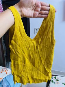 Yellow Ribbed Tank Top