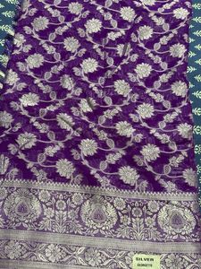 Elegant Purple Georgette Saree with Silver Weave