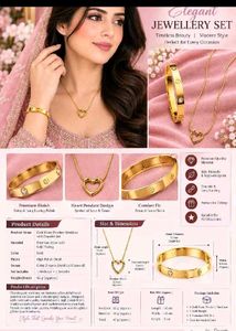 Combo of Elegant Gold Heart pendant &amp; Bracelet Set