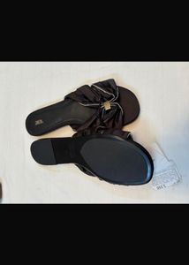 Zara Black Bow Flat Sandals