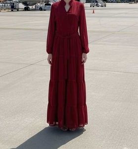 Elegant Burgundy Tiered Maxi Dress