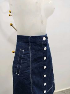 Denim Button-Front A-Line Skirt