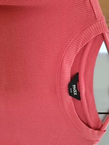 MAX Pink Coral Ribbed Cropped Top