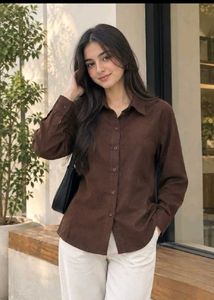 Chic Brown Button-Down Shirt