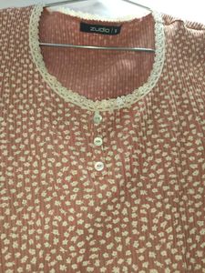 Floral Print Ribbed Top