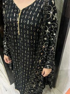 Elegant Black Sequined suit with Dupatta