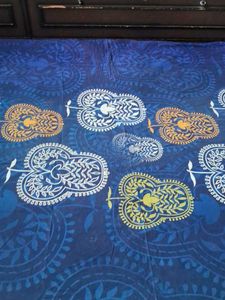 pure cottonBlue Paisley Queen Bed Sheet of 1