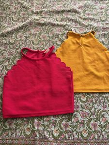 Cute Scalloped Trim Crop Tops (Set of 2)