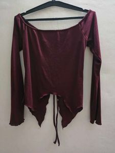 Maroon Bell Sleeve Ruched Top