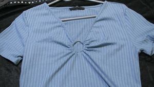 Cute Blue Ring Detail Top