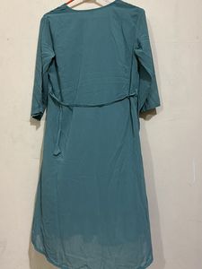 Teal Sequined Neckline Kurta