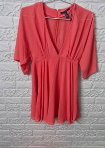 Forever 21 Coral Deep V-Neck Dress