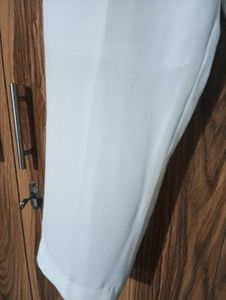 Cream Boyfriend Fit Tapered Pants