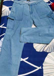 Light Blue Denim Cargo Pants