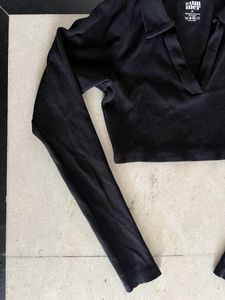 Polo Full Sleeves Crop Top🖤