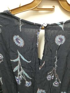 Navy Blue Floral Print Jumpsuit