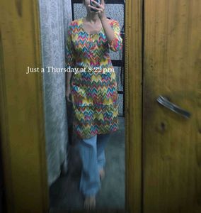 Vibrant Zigzag Print Kurta