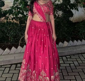 Pink Embroidered Lehenga Choli Set