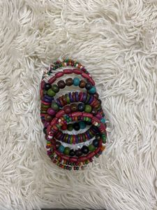 Boho Wooden Bead Coil Bracelets