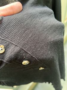 Black Lettuce Hem Button-Up Top