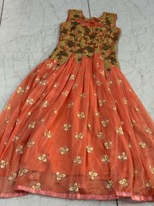 Beautiful Peach Gown with Embellished Bodice