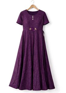 Elegant Purple Maxi Dress with Floral Detail