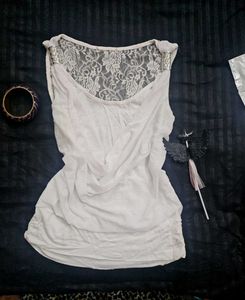 y2k vintage White Lace Back Sleeveless Top