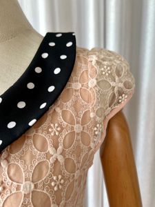 Peach Lace Dress with Polka Dot Collar