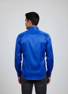 >>Royal Blue Satin Finish Casual Shirt for Men<<