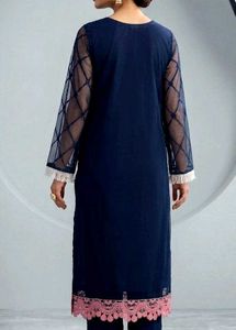 Elegant Navy Blue Embroidered Suit