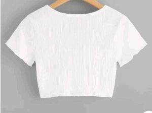 White Button-Up Crop Top