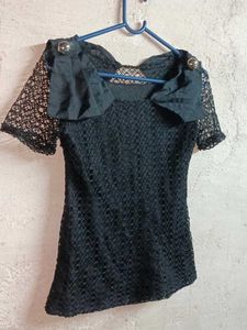 Girl's Elegant Lace Top Layered Black 🖤