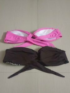 Strapless Bikini Set - Pink &amp; Leopard Print