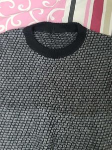 Grey &amp; Black Textured Knit Sweater