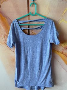 Blue Cutout Back T-Shirt