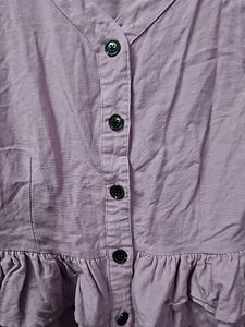 Purple Flutter Sleeves Peplum Top
