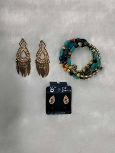 Trendy Boho Bracelet with Stylish Earrings Combo