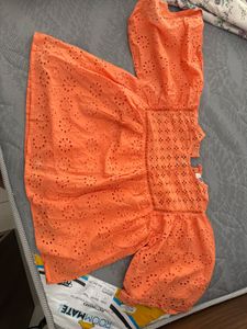 ONLY Orange Eyelet TOP