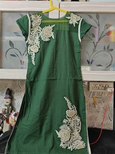 New Bottle Green patch work kurta