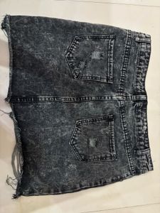 Distressed Acid Wash Denim Shorts