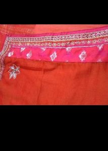 Vibrant Orange Embroidered Saree