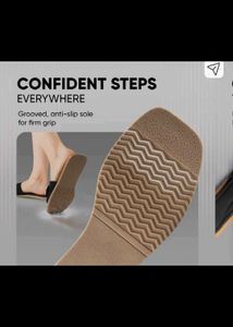 Frido Stylish Black Slides with Buckle Accent