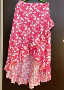 Chic Floral Print Ruffle Skirt