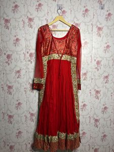 Elegant Red Embroidered Anarkali Gown