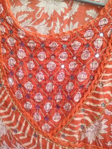 Orange Block Print Kurta